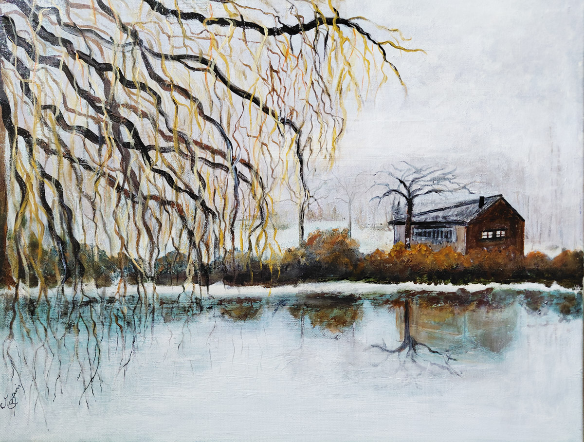 Au petit matin, bord d'étang